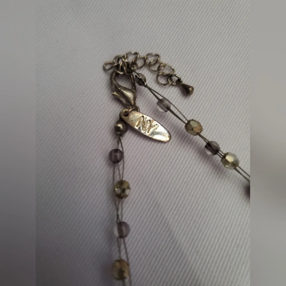 NY Tiger's Eye Stone Pendant 3 Strand Beaded Necklace